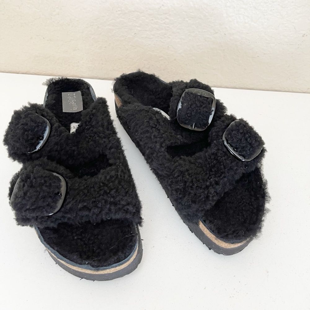 Birkenstock Papillio Arizona Big Buckle Teddy Shearling Slide Sandal 38/7-7.5 - Picture 6 of 15